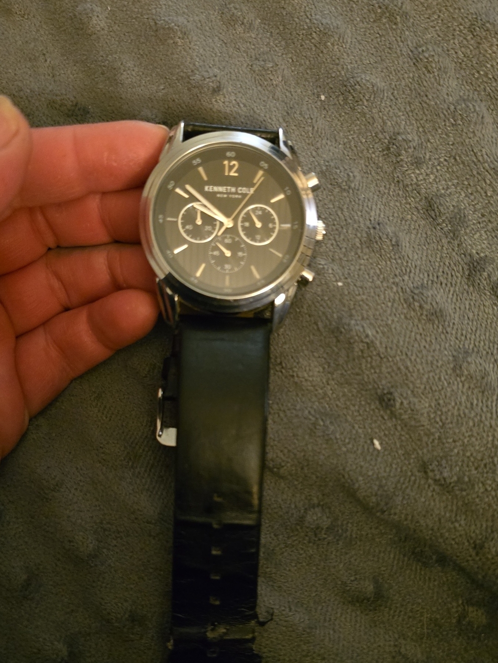 Kenneth Cole Black Dial Silver-Tone Chronograph Watch